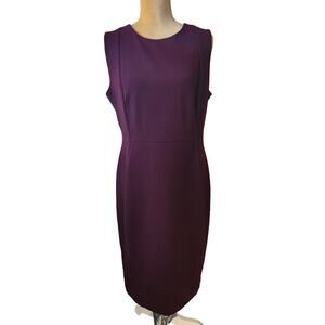 Calvin Klein Purple Sleeveless Seam Front Scuba Crepe Crew Neck Sheath Dress 12